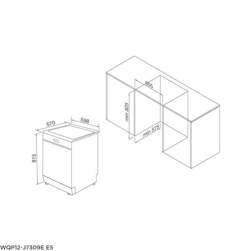 Máy Rửa Chén Âm Tủ Malloca WQP12-J7309E E5 - 7 Chương Trình Rửa - Hàng Chính Hãng