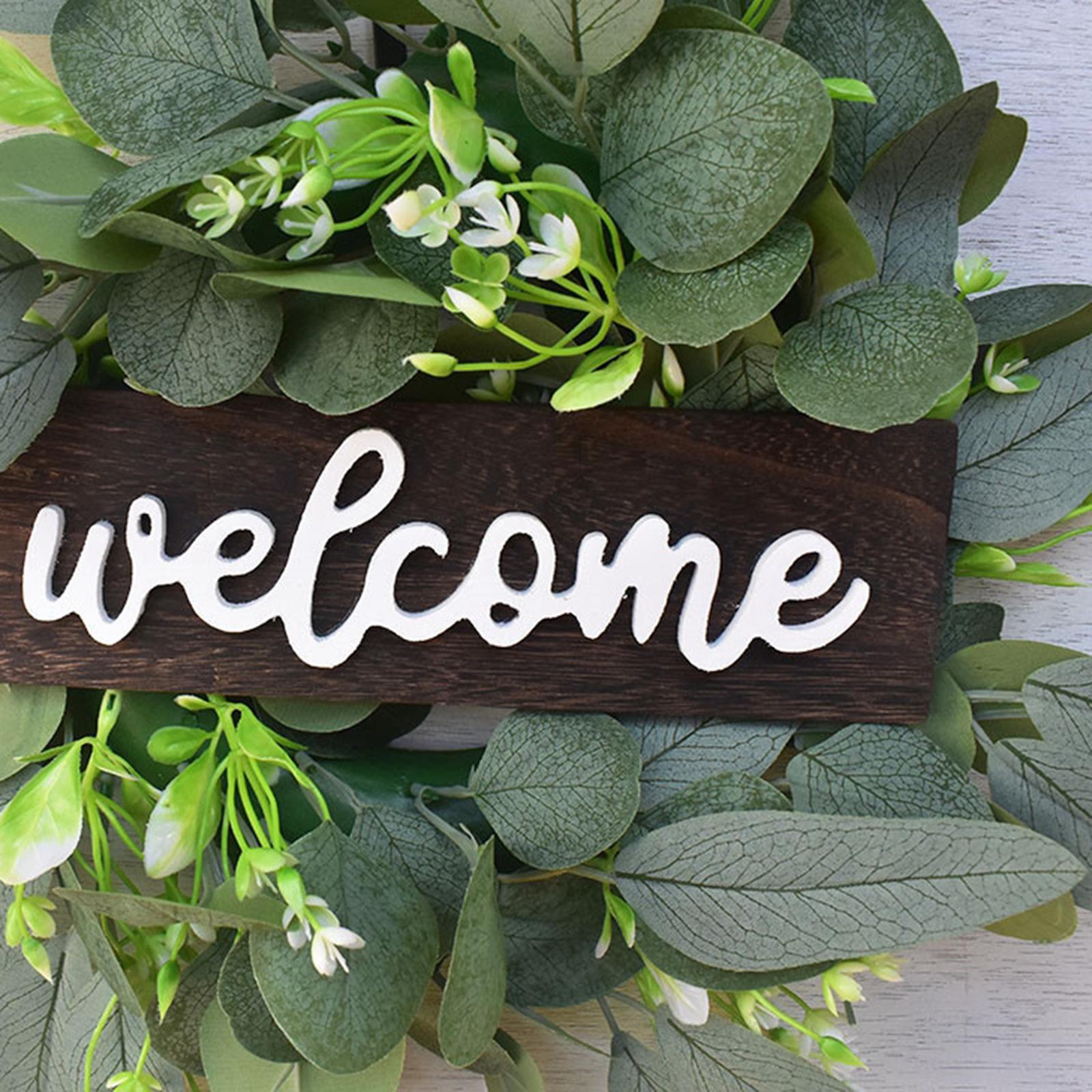 Welcome Sign Wooden Hanging Porch Wreaths for Front Door Decoration for Christmas, Restaurant, Home, Outdoor