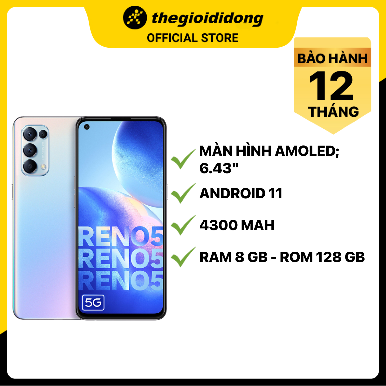 Điện Thoại Oppo Reno5 5G (8GB/128G) - Hàng Chính Hãng