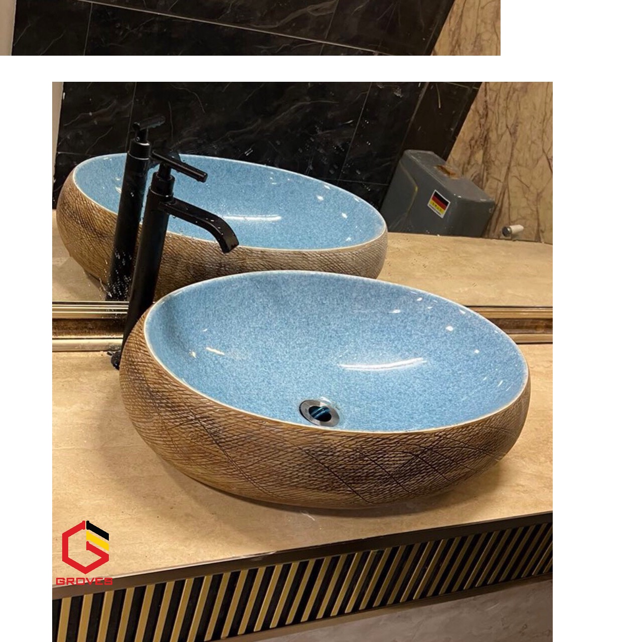 CHẬU LAVABO ELIP, CHẬU RỬA MẶT XANH NGỌC BÍCH GRVL 8126