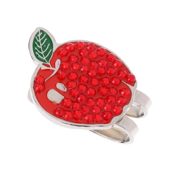 2xPortable Mini Alloy Golf Ball Marker with Magnetic Golf Hat Clip Apple