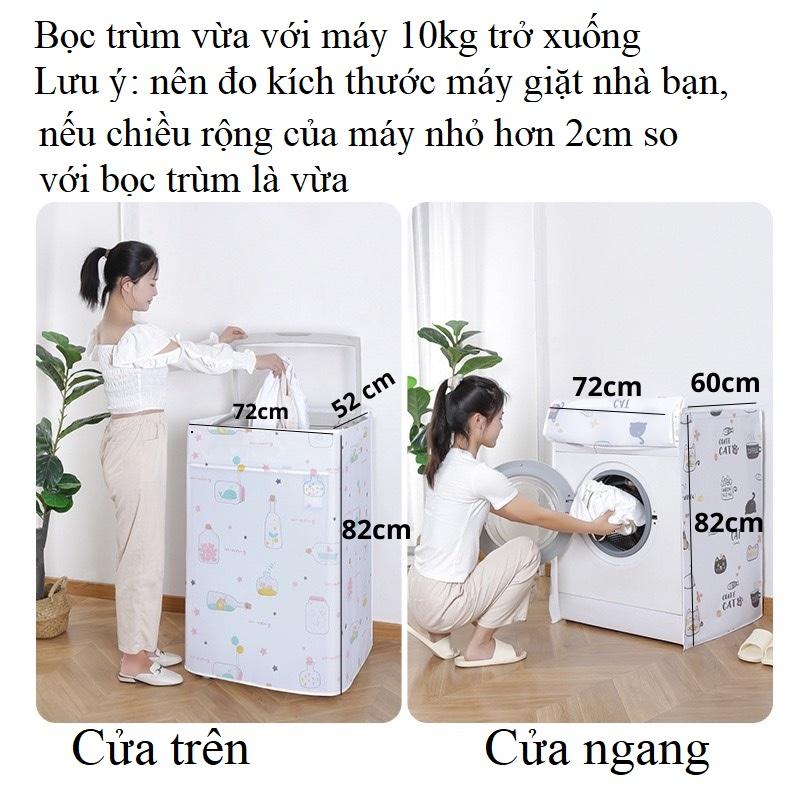 Bọc trùm máy giặt cửa trên, cửa ngang máy 10kg chống bụi, chống thấm che phủ tốt