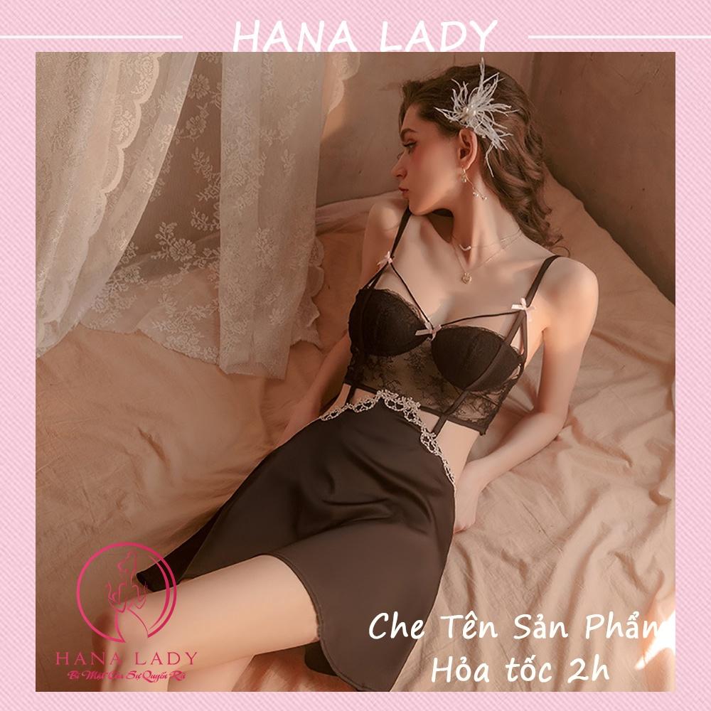 Váy ngủ sexy, đầm ngủ gợi cảm phối ren cao cấp có mút ngực VN513