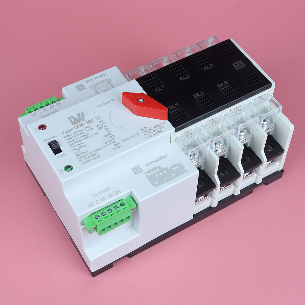 Bộ chuyển nguồn tự động, chuyển đổi hai nguồn điện LW ATS 4P 100A cho điện 3 pha không gián đoạn