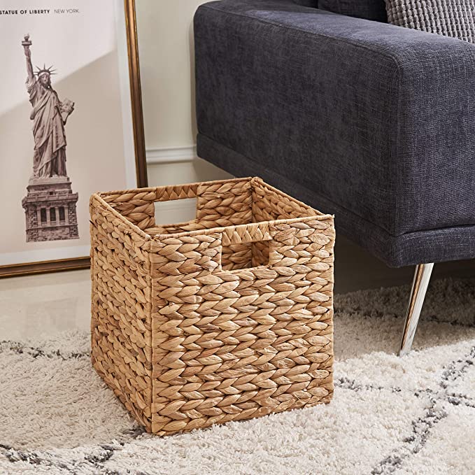 Sọt tủ cói đa năng hình vuông có thể gấp gọn/ Hand woven hyacinth folding basket