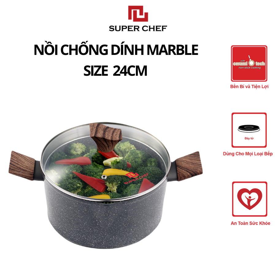 Bộ nồi chảo chống dính Marble Super Chef Tiện Lợi, Bền Bỉ NCQM24-20