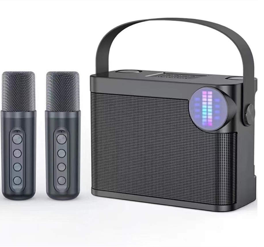 Loa Karaoke Bluetooth Mini YS214 Tặng Kèm 2 Micro Không Dây Hát Song Ca Cực Hay - HN