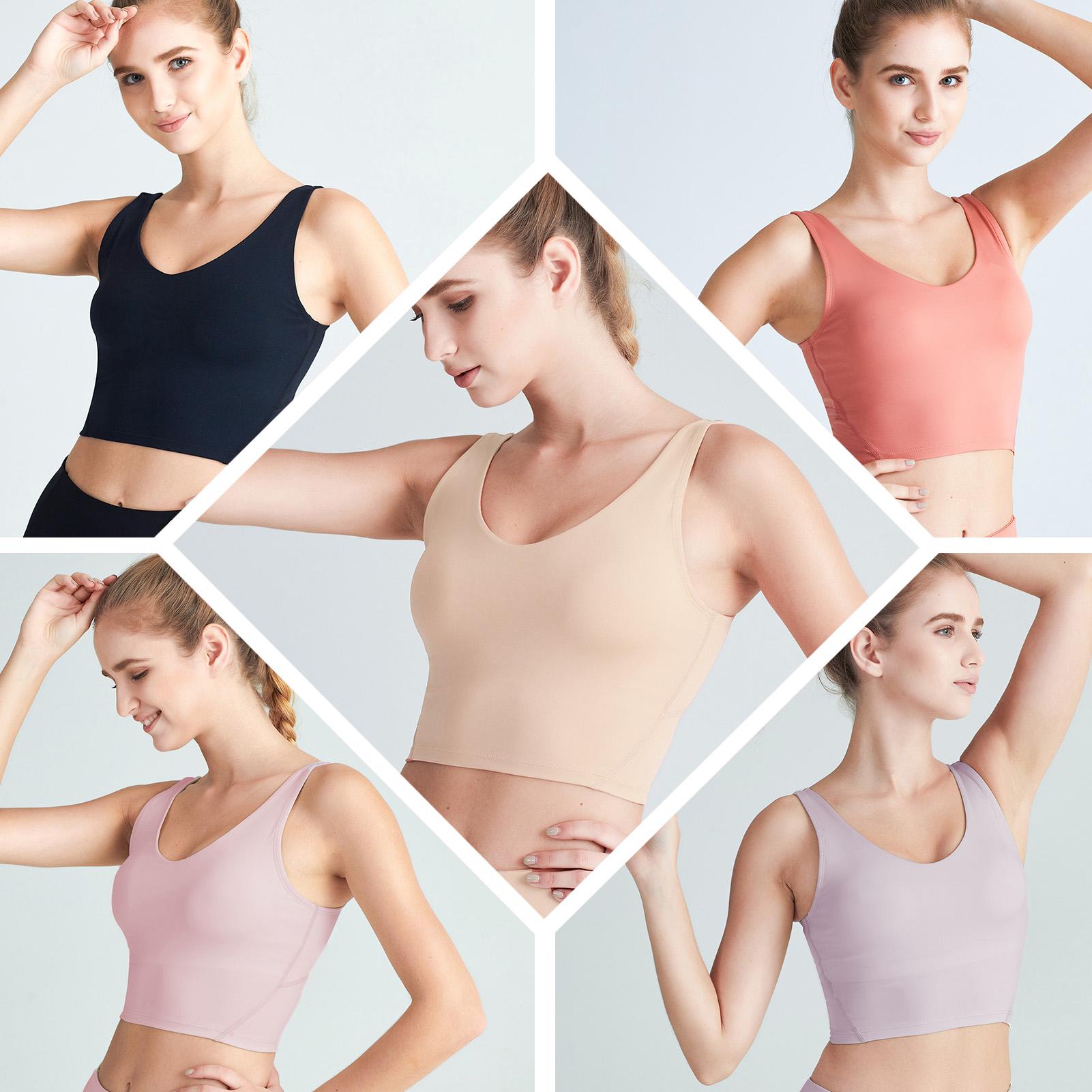 Áo Crop Top cho nữ cổ áo vset lưng chữ U có thể tháo rời Đệm