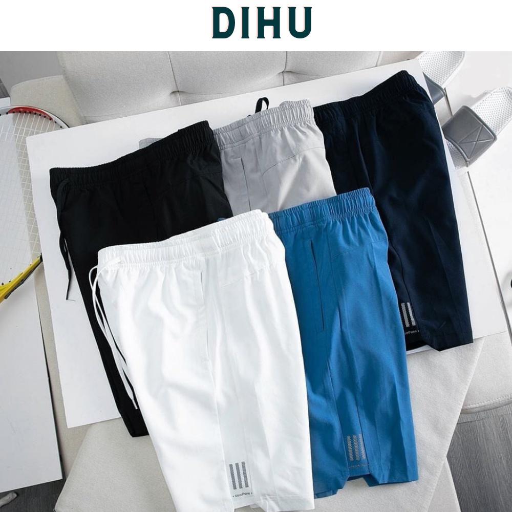 Quần đùi nam mặc nhà chất gió, Quần short nam thể thao co giãn,vận động thoải mái DiHU 3 sọc