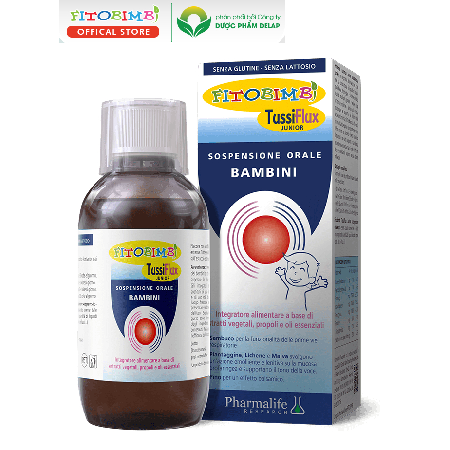 FITOBIMBI TUSSIFLUX JUNIOR Hỗ trợ giảm ho cảm cho trẻ, chai 200ml