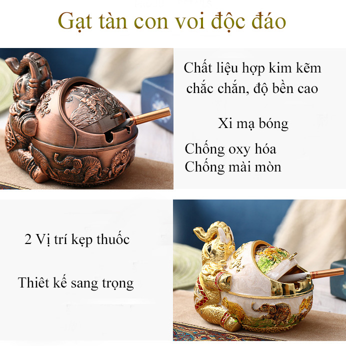 Gạt tàn thuốc la hình tượng voi cổ điển sang trọng