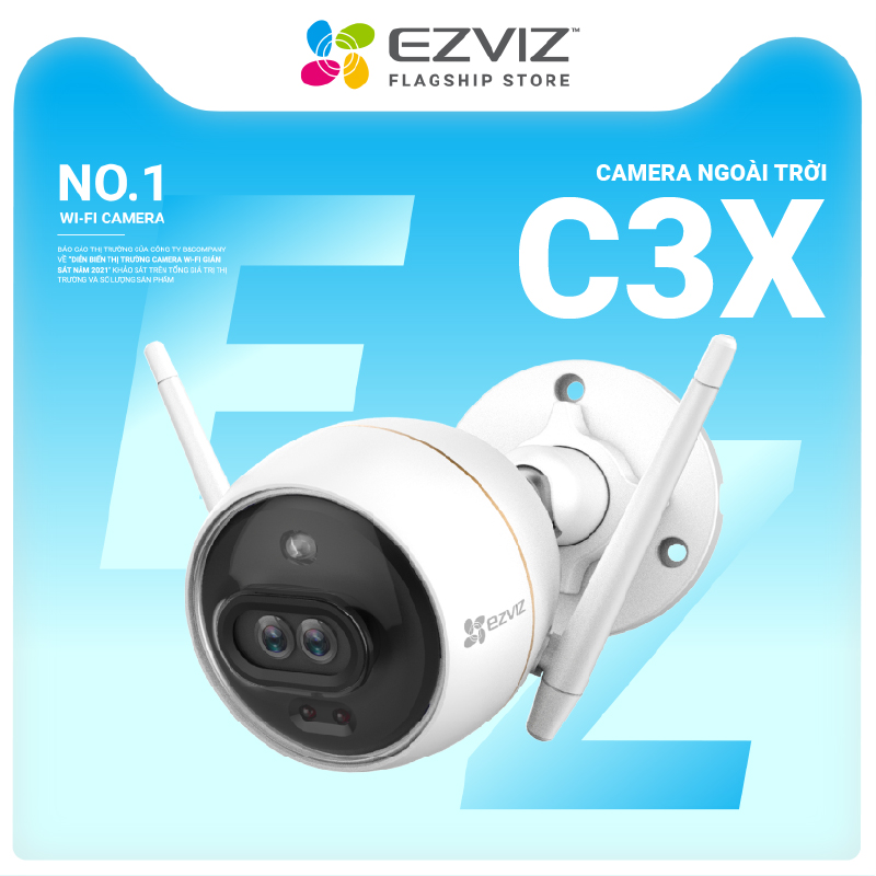 Camera Wifi Ezviz C3X 2MP 1080P Ngoài Trời Bản Mắt Kép, Có Màu Ban Đêm, AI Thông Minh - Hàng Chính Hãng