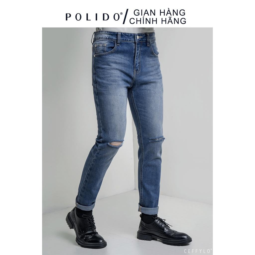 Quần Jeans Nam Rách Gối Ceffylo Chất Liệu Dày Dặn, Co Giãn Cực Mạnh, Giữ Form Tuyệt Đối