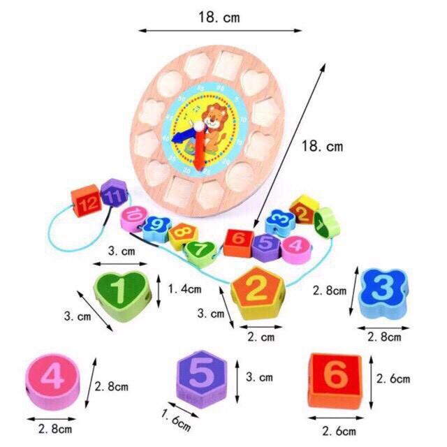 Đồ Chơi Gỗ Đồng Hồ 2 Trong 1 Giúp Bé Nhận Biết Số Đếm, Màu Sắc, Hình Học và Thời Gian