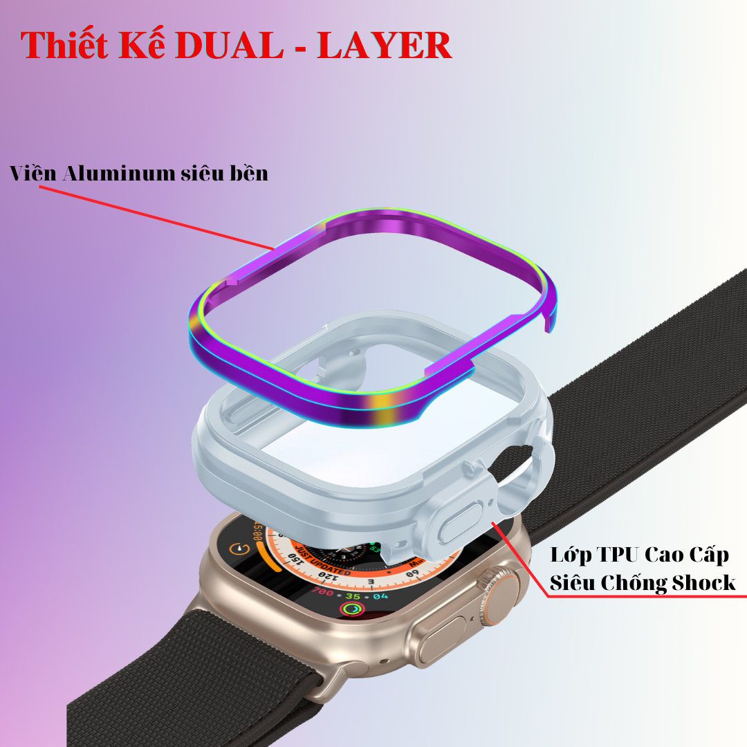 Ốp Case Bảo Vệ Viền Hợp Kim Dành Cho Apple Watch Ultra / Apple Watch Series, Kai.N Guard Case, Kết Hợp Lớp Đệm TPU - Hàng Chính Hãng