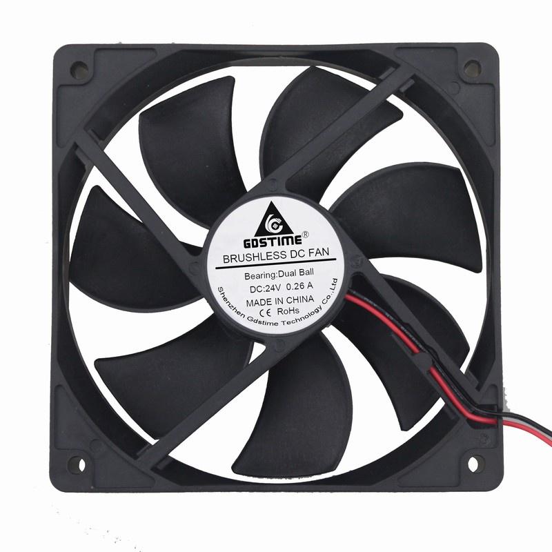 1 Pcs Gdstime DC 24V Dual Ball PC Cooling Fan 120mm x 25mm Brushless Cooler 120*120mm 300RPM High Speed 0.26A 12025B 2Pin