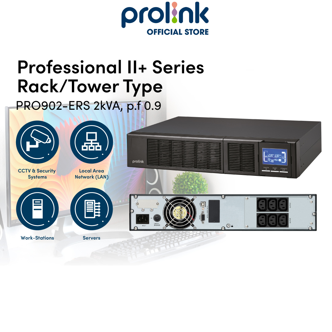 Bộ lưu điện UPS Online PROLiNK PRO902ERS (2000VA/1800W) bảo vệ tối đa cho các tải quan trọng trong ứng dụng công nghệ - Hàng chính hãng