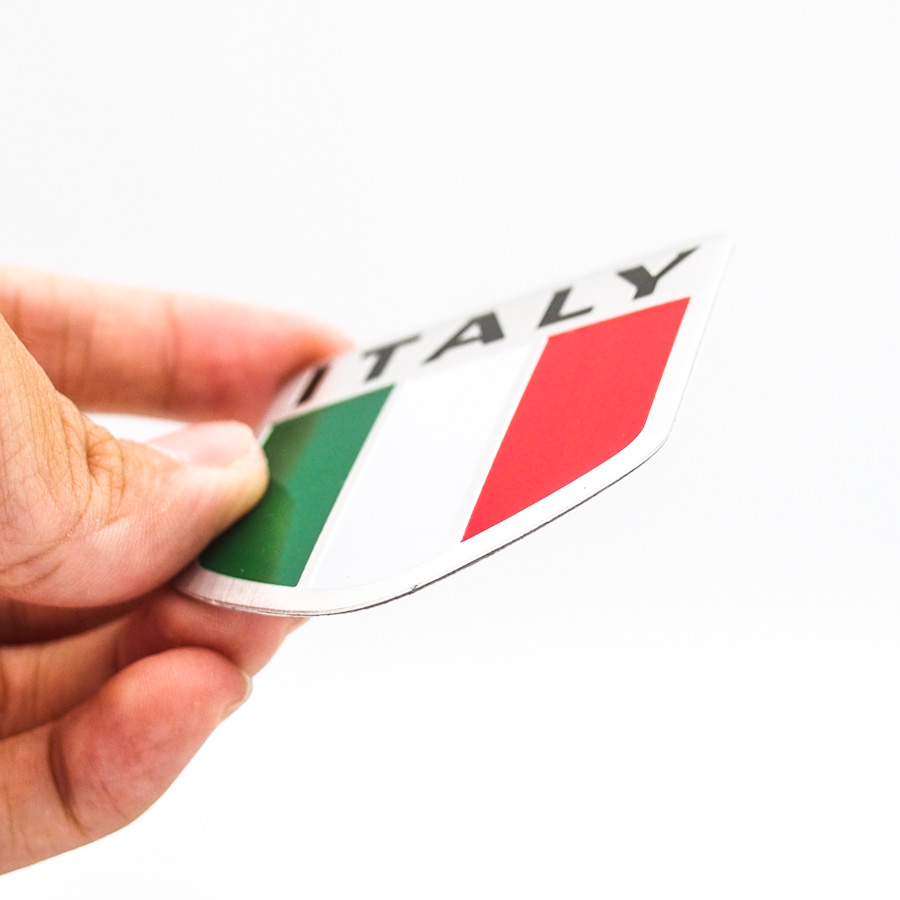 Sticker hình dán metal cờ Ý Italia - miếng lẻ - Khiên 5x5cm