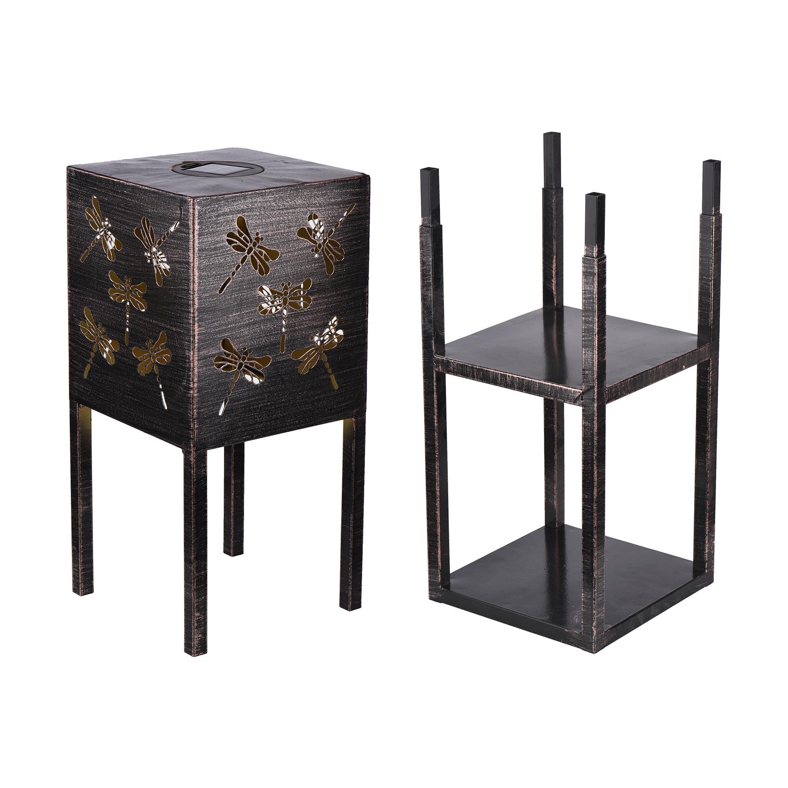 Đèn sàn năng lượng mặt trời ngoài trời với kệ kép, chất liệu kim loại, 2 tầng