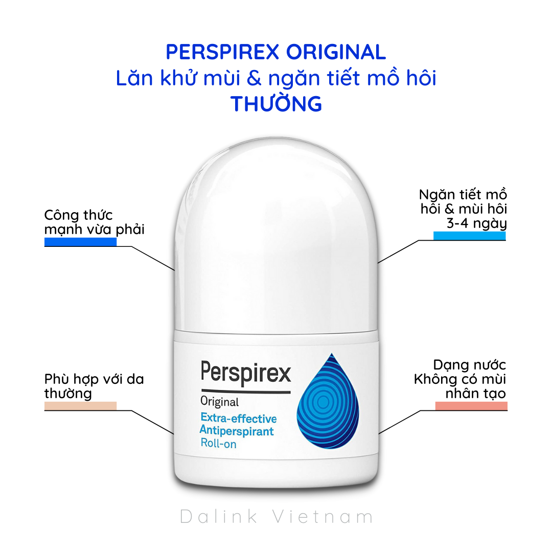 Lăn khử mùi Perspirex Original: khử mùi hôi nách và ngăn tiết mồ hôi cho da thường