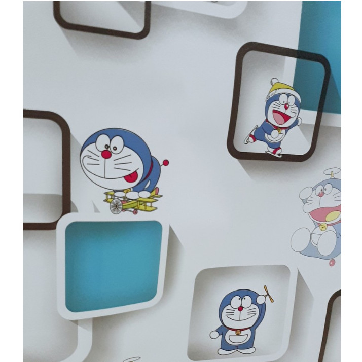 Cuộn 5m Decal Giấy Dán Tường DOREMON Ô VUÔNG