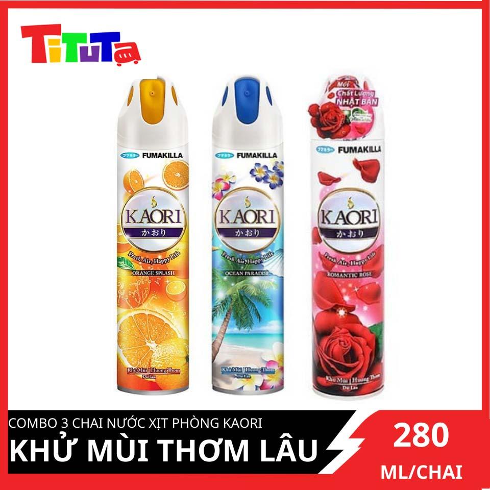 Combo 3 Chai Nước Xịt Phòng Kaori Khử Mùi Thơm Lâu 280ml x3