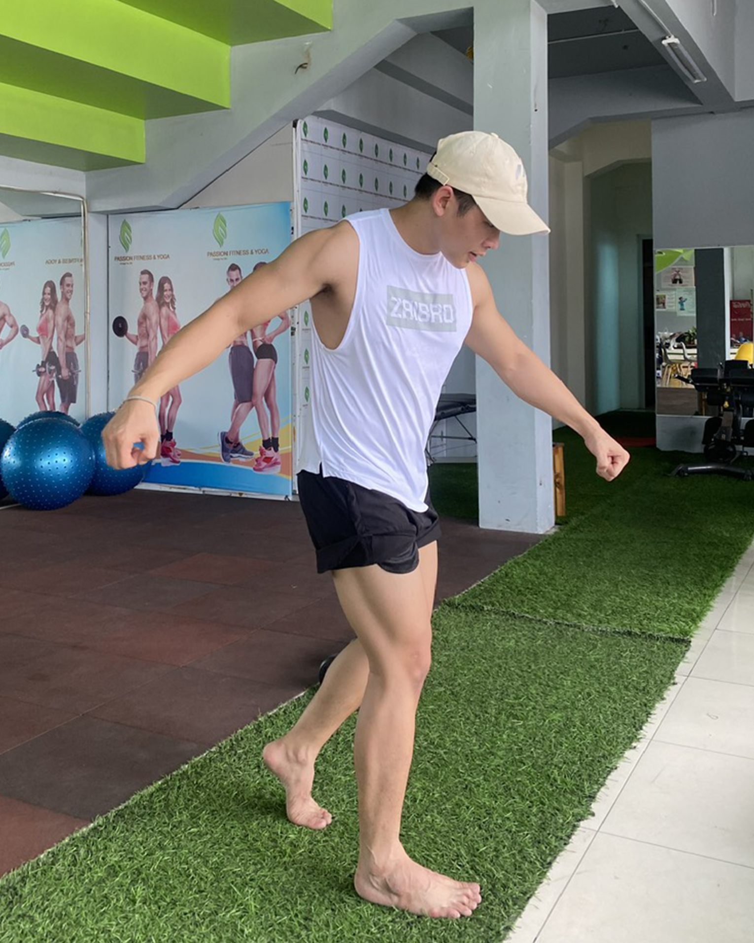 Áo ba lỗ thể thao Droparm muscle Tanktop trắng_ zaibro