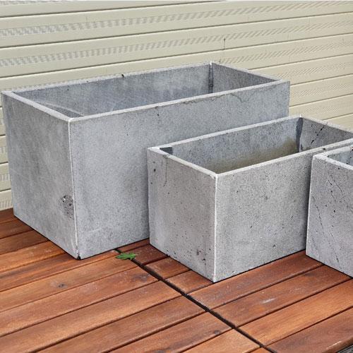 Combo 3 Chậu trồng cây ban công hình vuông 15cm, hình chữ nhật dài 30cm và chữ nhật dài 40cm trồng hoa treo tường giếng trời, thông tầng nhà phố bằng đá ong xám tự nhiên đẹp và bền chắc