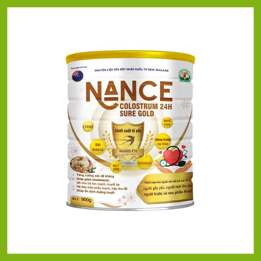 Sữa Bột NANCE Colostrum 24h Sure Gold hỗ trợ cho tim mạch và huyết áp, giảm Cholesteron