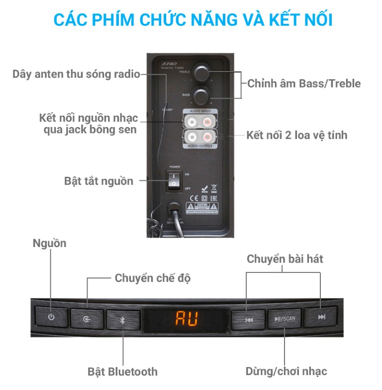 Loa Fenda T-200X / 2.1 có Bluetooth, FM, biến thành loa thanh Soundbar - hàng chính hãng