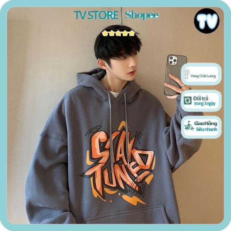 Áo Nỉ Nam TVSTORE Áo khoác Sweater dáng rộng màu đen in chữ Graffiti thời trang mùa thu cho học sinh