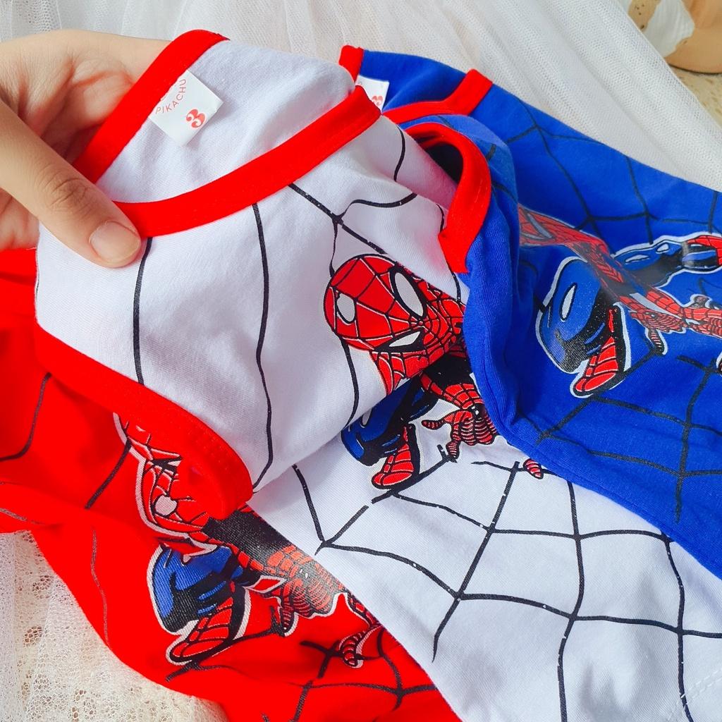 Bộ ba lỗ bé trai, bộ quần áo siêu nhân nhện spider man ba lỗ sát nách chất cotton cho bé từ 7-25kg