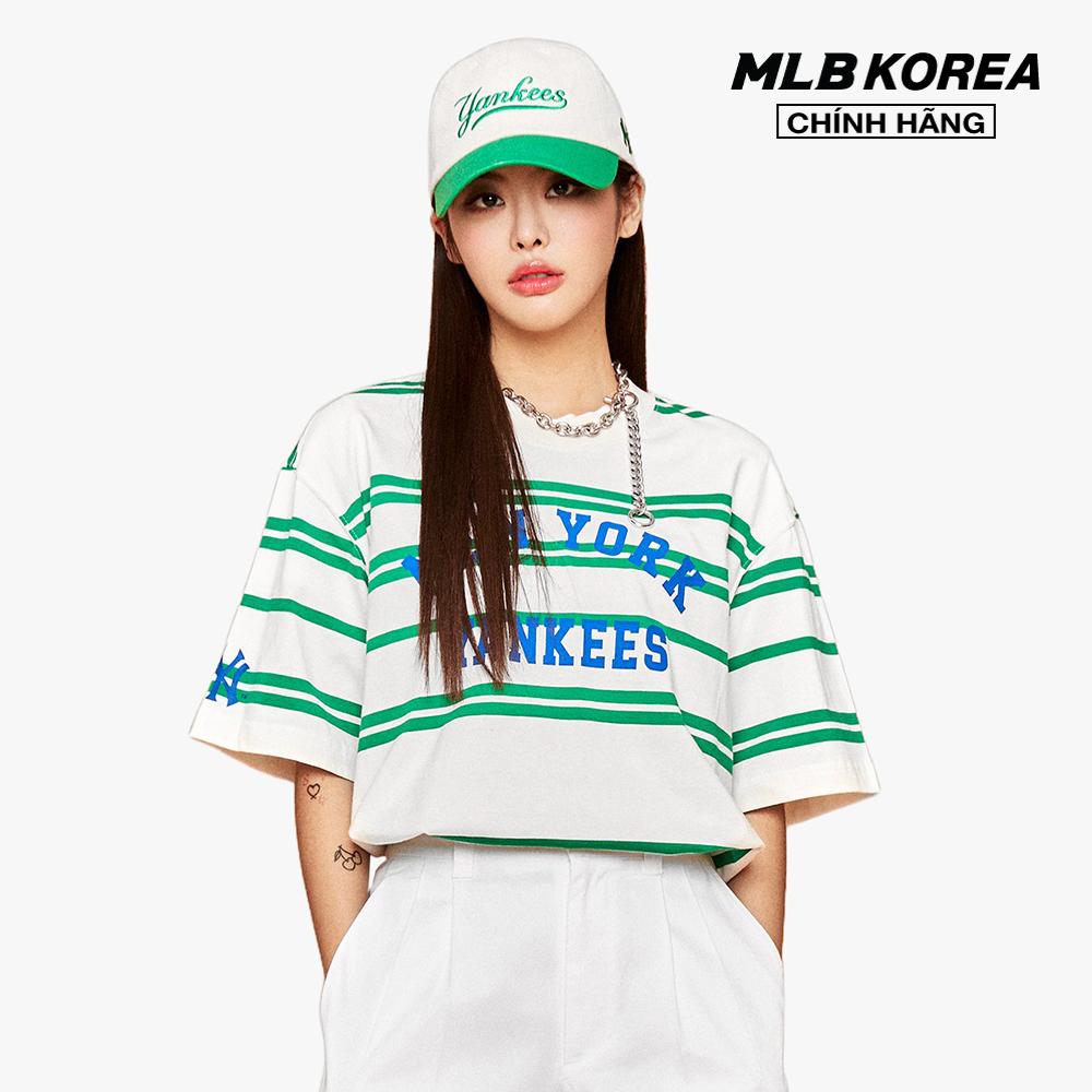 MLB - Áo thun unisex cổ tròn tay ngắn Varsity Stripe Overfit 3ATSV0433-50GNP