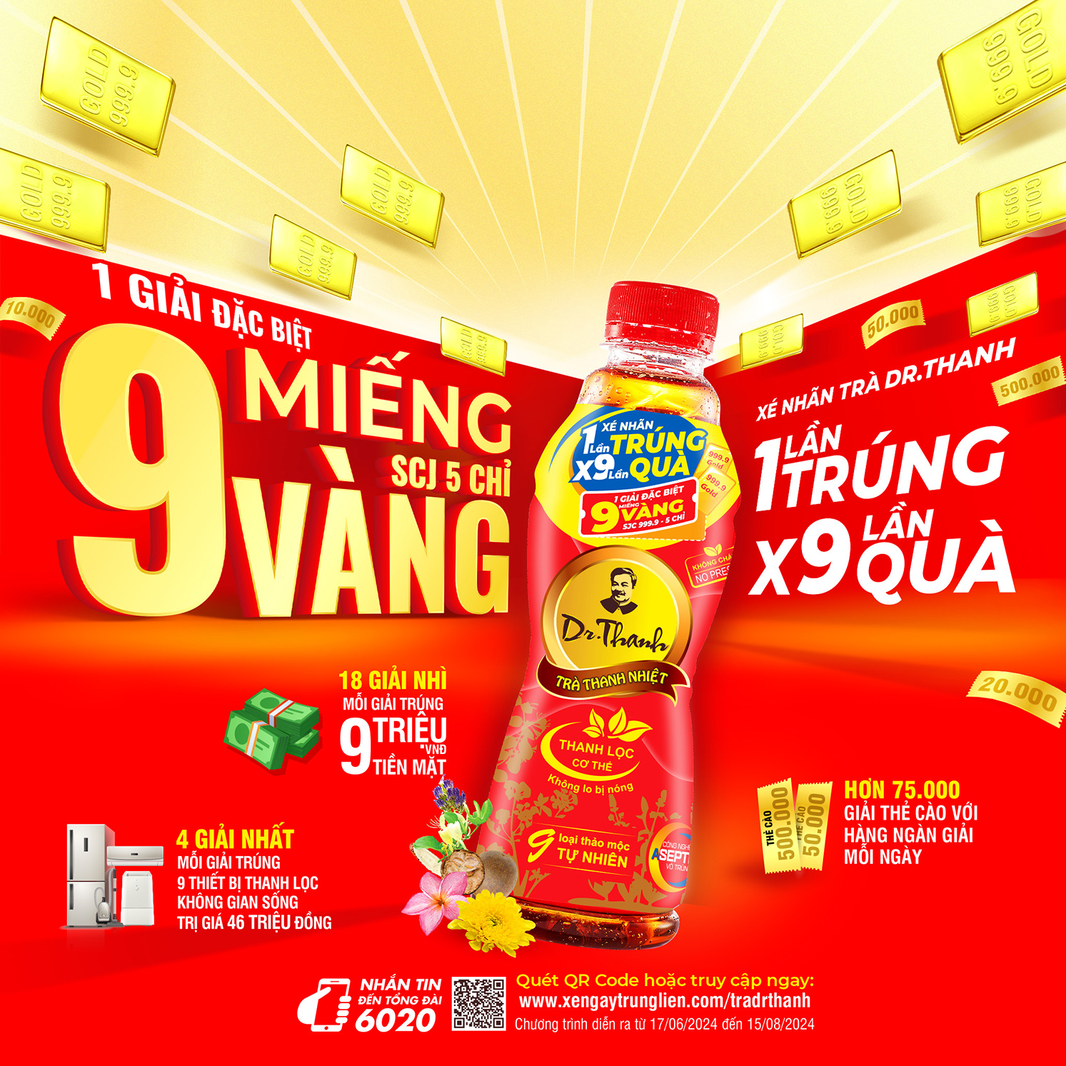 Thùng 24 chai Trà Thanh Nhiệt Dr Thanh chai PET 330 ml