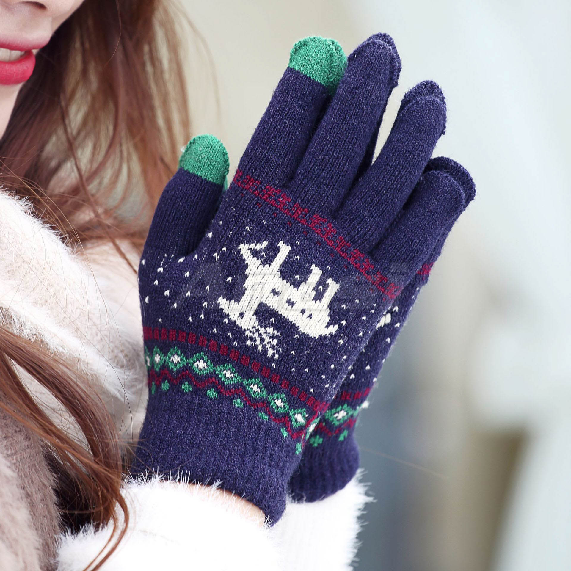Găng tay len chống nắng nữ Anasi GS33 - Cảm ứng điện thoại - Họa tiết dễ thương