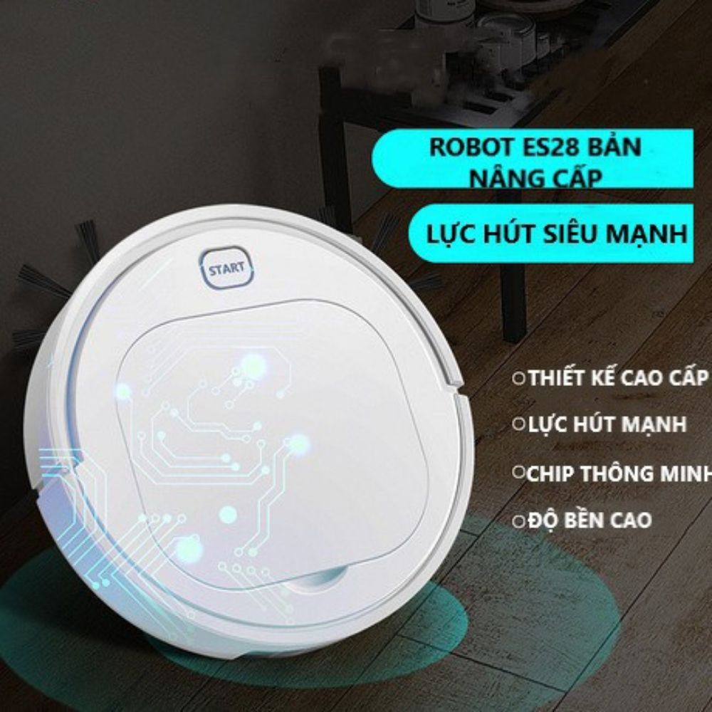 Robot Hút Bụi Lau Nhà Thông Minh ES28 – Hoạt Động Êm Ái Không Gây Ồn - Phù Hợp Sàn Gỗ, Sàn Đá Hoa, Sàn Gạch