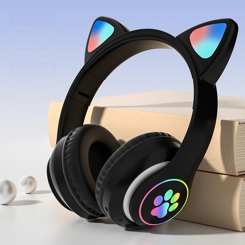 Tai nghe Bluetooth tai mèo đáng yêu có mic đàm thoại cao cấp, tai nghe mèo có đèn phát sáng cute tai nghe tai mèo thời trang, headphone Bluetooth đáng yêu có thể sử dụng khi chơi các tựa game online