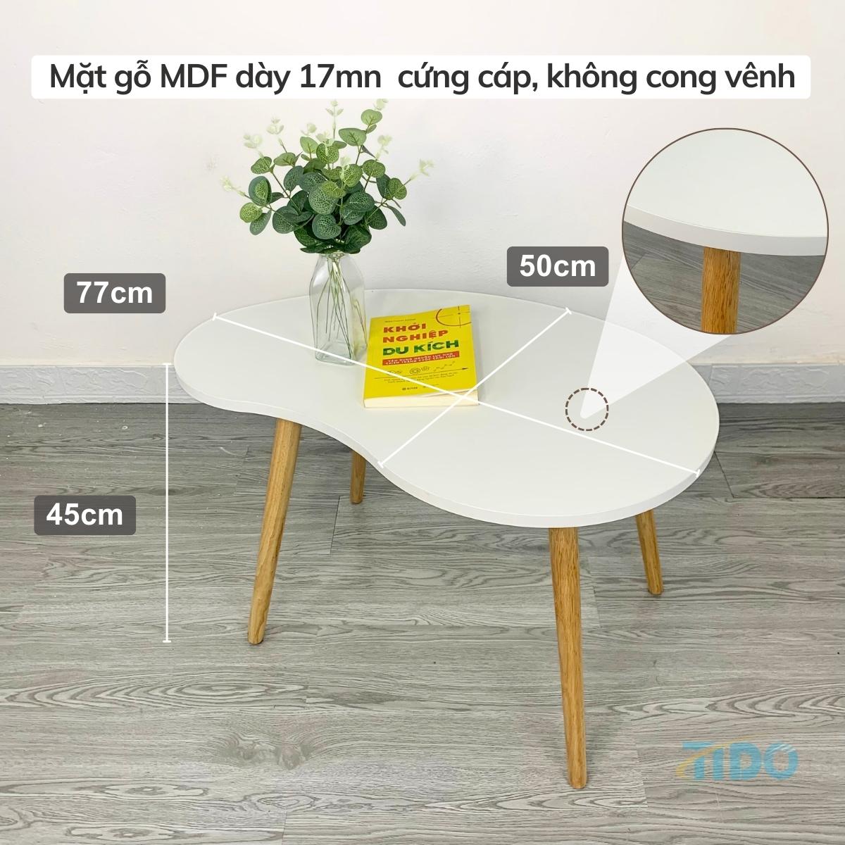 Bàn trà hạt đậu chân gỗ sồi tự nhiên TIDO bàn sofa decor phòng thiết kế phong cách Hàn Quốc hiện đại