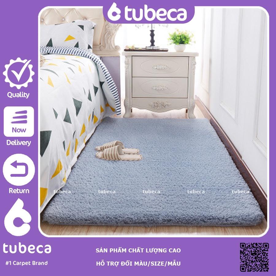 Thảm Lông Cừu Trải Sàn Phòng Ngủ | Màu Xanh Xám | Thảm Cao Cấp | Dày Dặn | Cực Êm | 2m x 1m6 | TUBECA