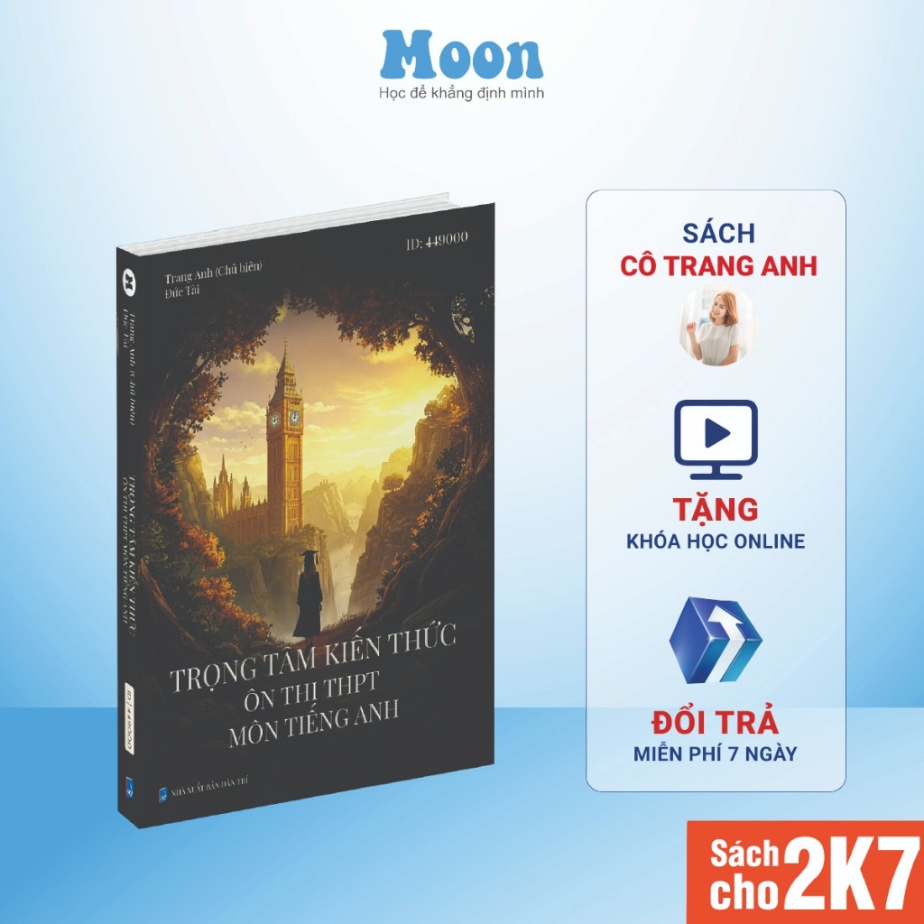 Sách Trọng tâm kiến thức ôn thi THPT tiếng anh cô Trang Anh luyện thi đánh giá năng lực - MoonBook