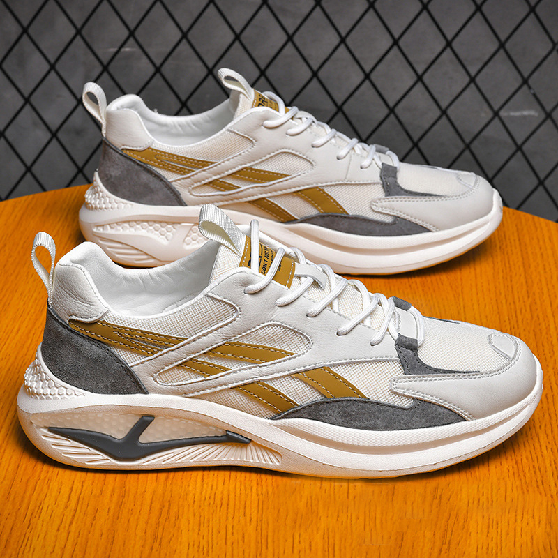 Giày Thể Thao Nam GEMI - Giày Sneaker Màu Trắng Viền Đen - Trắng Viền Vàng, Giày Thể Thao Mẫu Mới Hot Trend 2022 - G5190