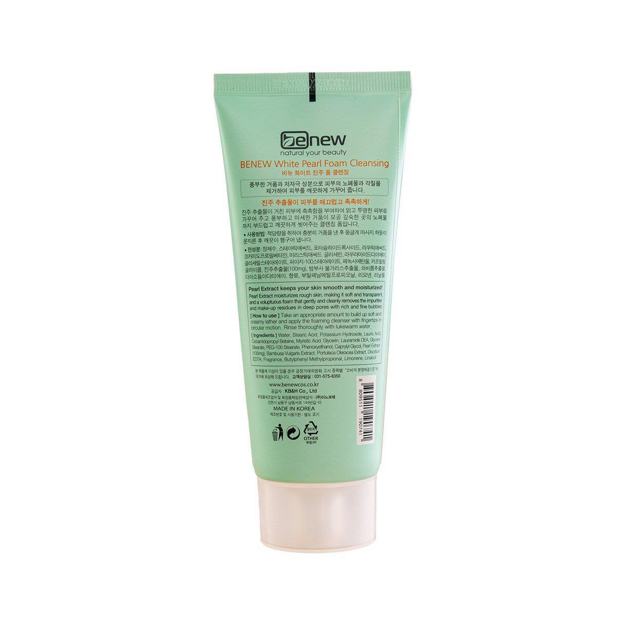 Sữa rửa mặt sáng da Hàn Quốc chiết xuất từ ngọc trai Benew White Pearl Foam Cleansing