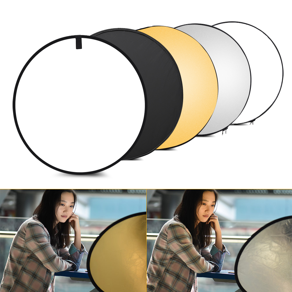 Gương phản chiếu chụp ảnh 5 trong 1: Mờ, bạc, vàng, trắng và đen,có thể thu gọn trong túi xách mang theo.