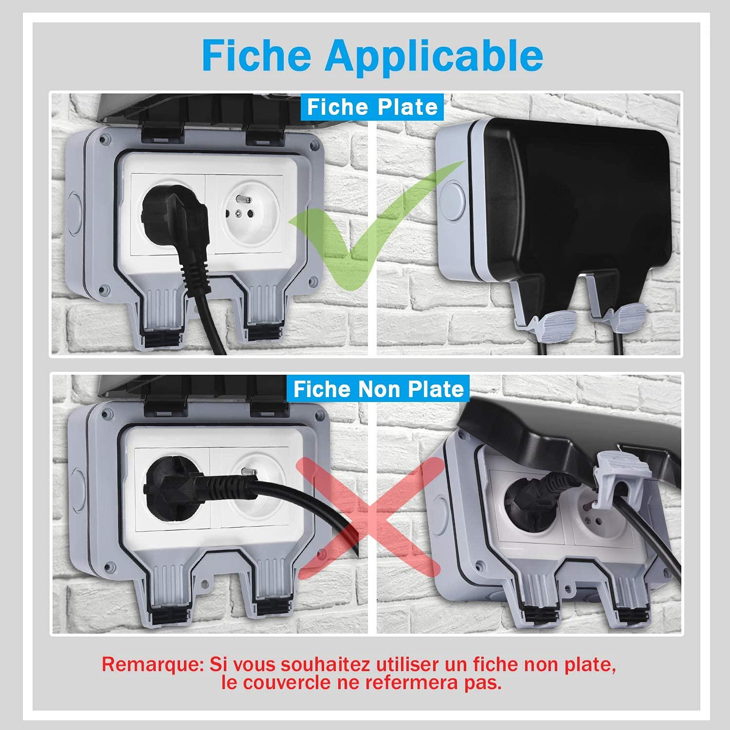 Ổ cắm không thấm nước kép điện điện IP66 Ổ cắm tường chống nước 16A