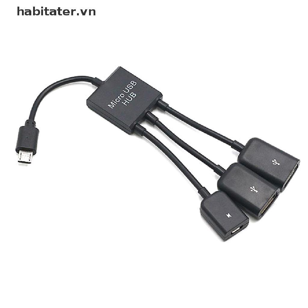 Dây Cáp OTG Chuyển Đổi 3 Trong 1 Micro USB Type C Sang Hai Cổng USB 2.0
