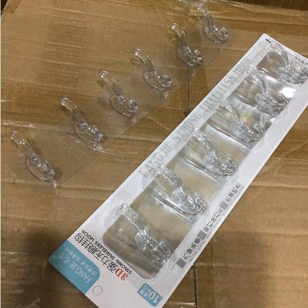 Thanh Treo 6 Móc Dán Tường 6 Nhánh Siêu Dính Trong Suốt