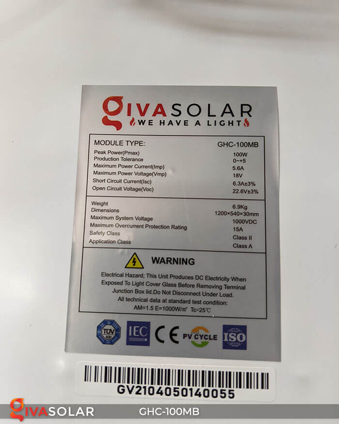 Tấm pin thu năng lượng mặt trời GIVASOLAR Mono MSP (Monocrystalline)