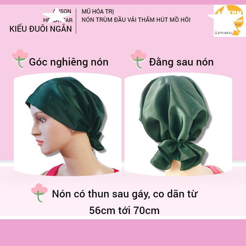 Nón hóa trị vải mềm mát, hút mồ hôi, bệnh nhân ung thư, chemo hat, nón trùm đầu [KIỂU ĐUÔI NGẮN-XÁM NÂU]