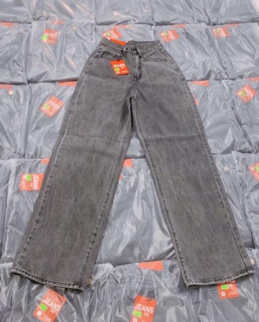 QUẦN JEANS ỐNG RỘNG CẠP CAO DÁNG DÀI CHẤM GÓT- ảnh thật shop chụp