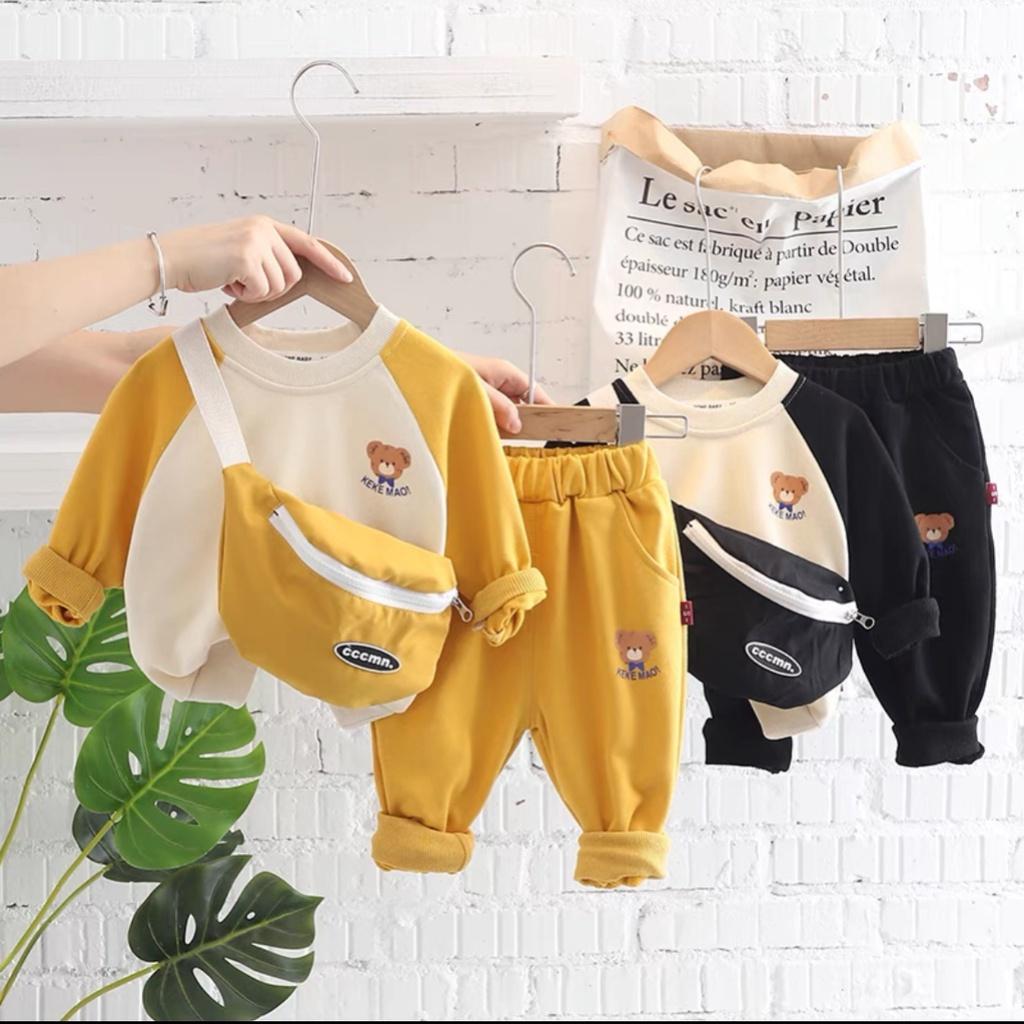 Bộ thu đông dài tay kèm túi sịn sò cho bé diện Tết Bino Kids, bộ quần áo nỉ cho bé từ 10-20kg